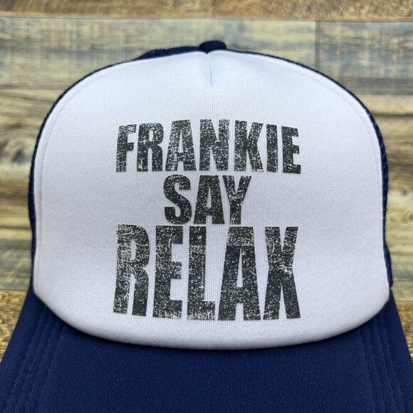 Frankie Says Relax Mens Trucker Hat Blue Snapback The Wedding Singer Ball Cap - Picture 3 of 8
